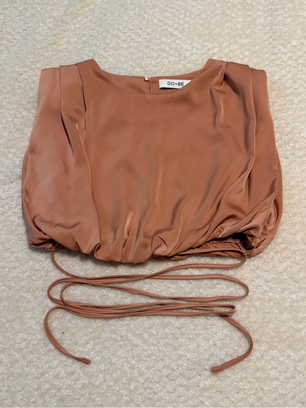 DO+BE Rust-Brown Satin Drawstring Crop Top